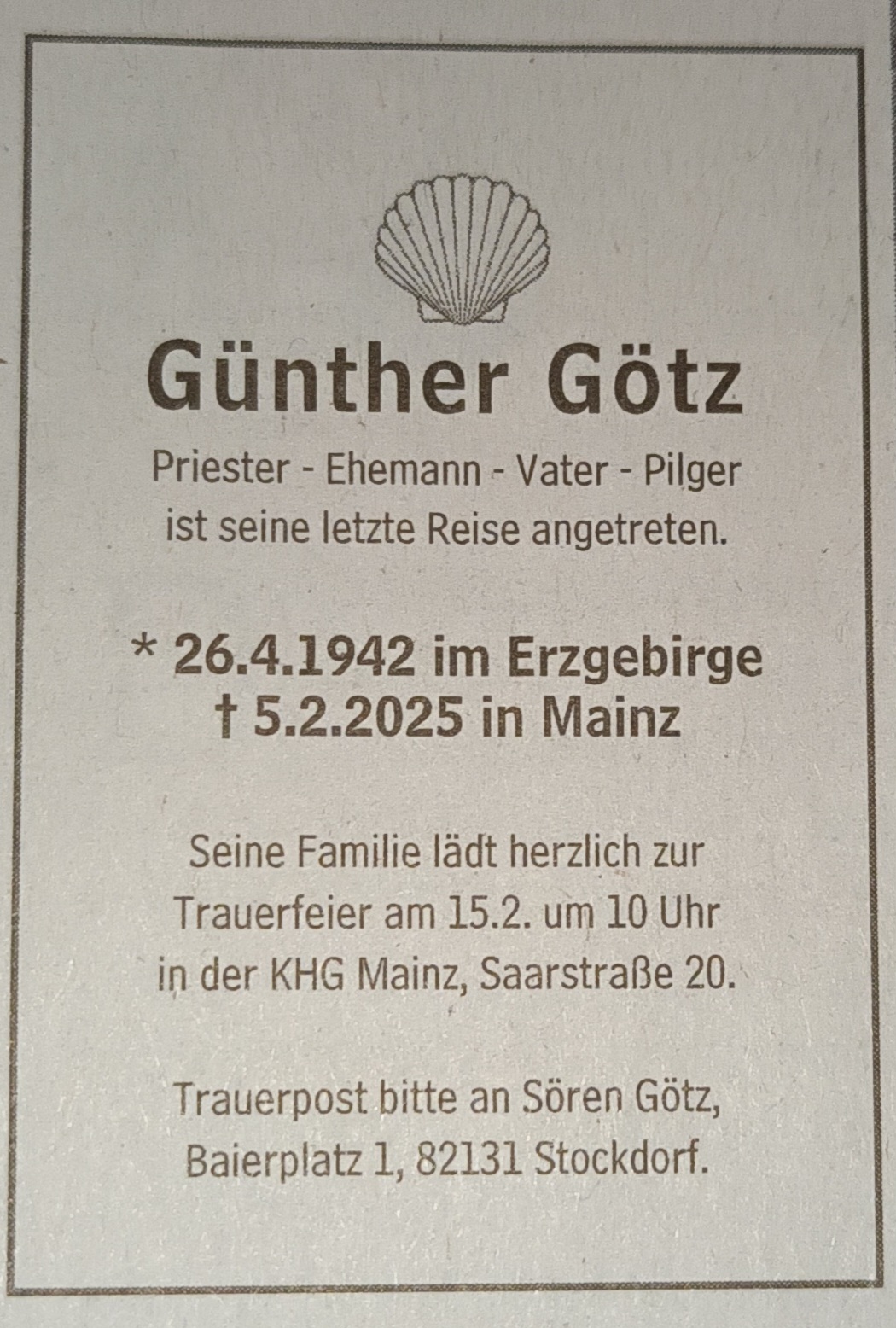 Anzeige Günther Götz