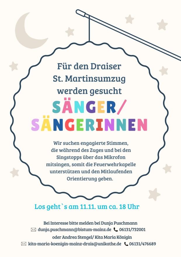 Sänger*innen für Martinsumzug in Drais gesucht