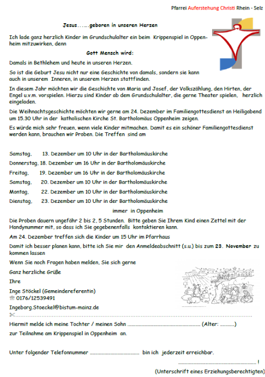 Krippenspiel Oppenheim