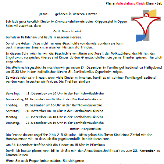 Krippenspiel Oppenheim