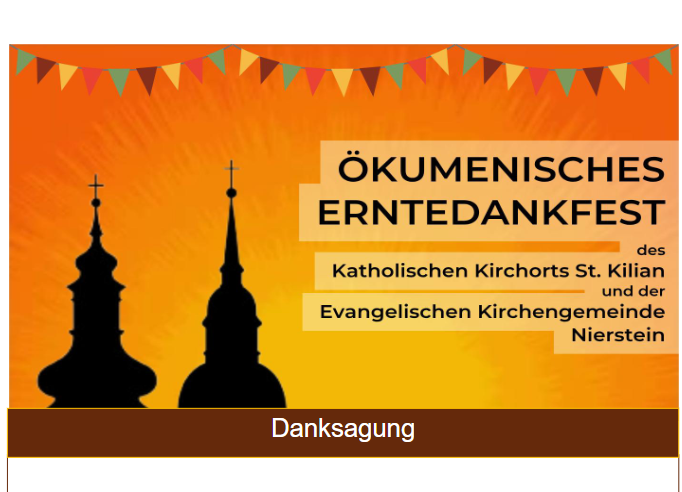 Danksagung Ökum. Erntedankfest Nierstein