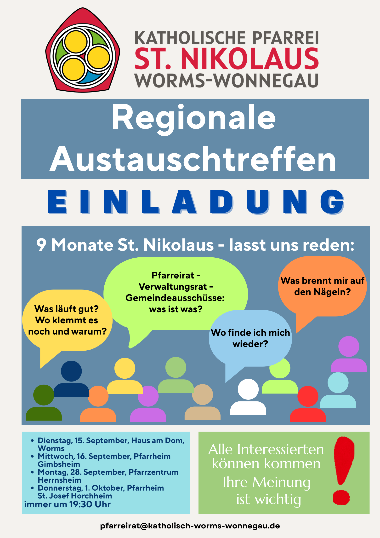 Einladung Austauschtreffen alle Sprechblasen