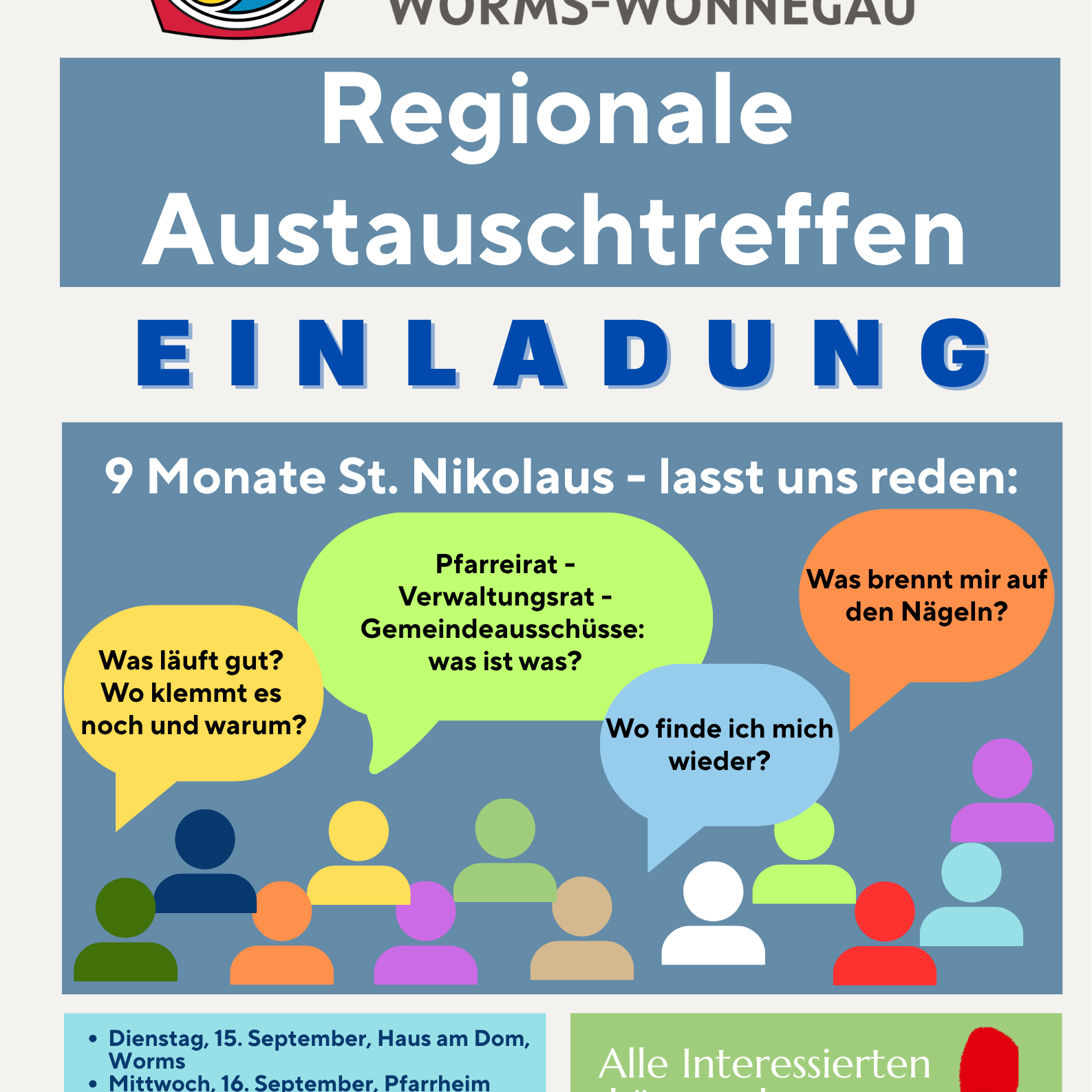 Einladung Austauschtreffen alle Sprechblasen