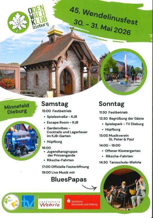 Plakat für das Dieburger Wendelinusfest des Odenwaldklubs 2026