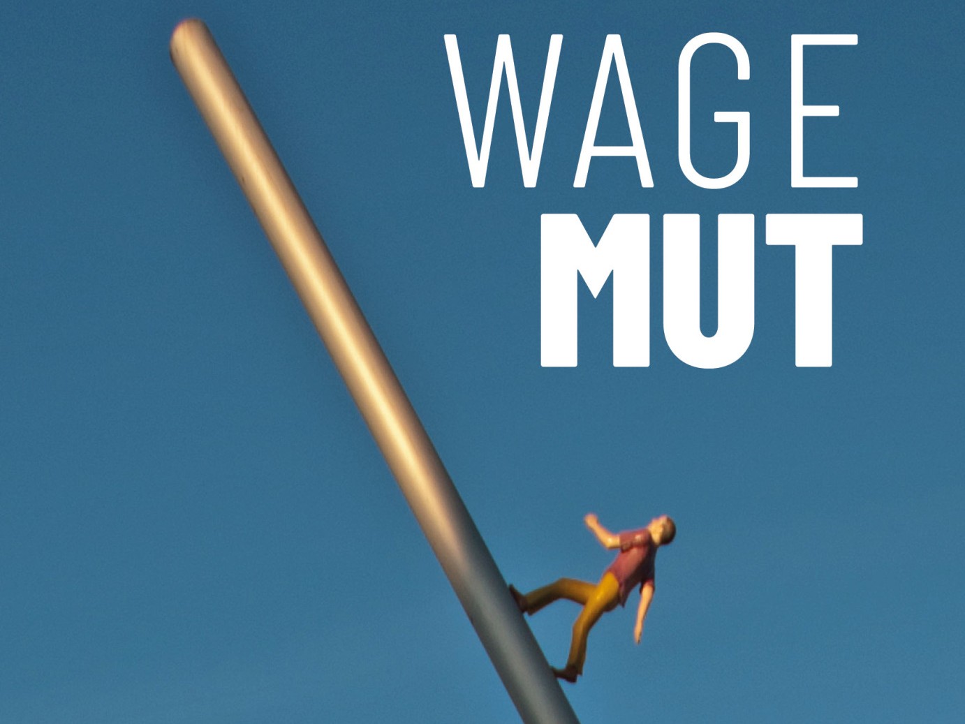 Fastenzeit - Bild mit Titel Wagemut zeit menschliche Figur, die einen steilen Pfad nach oben geht