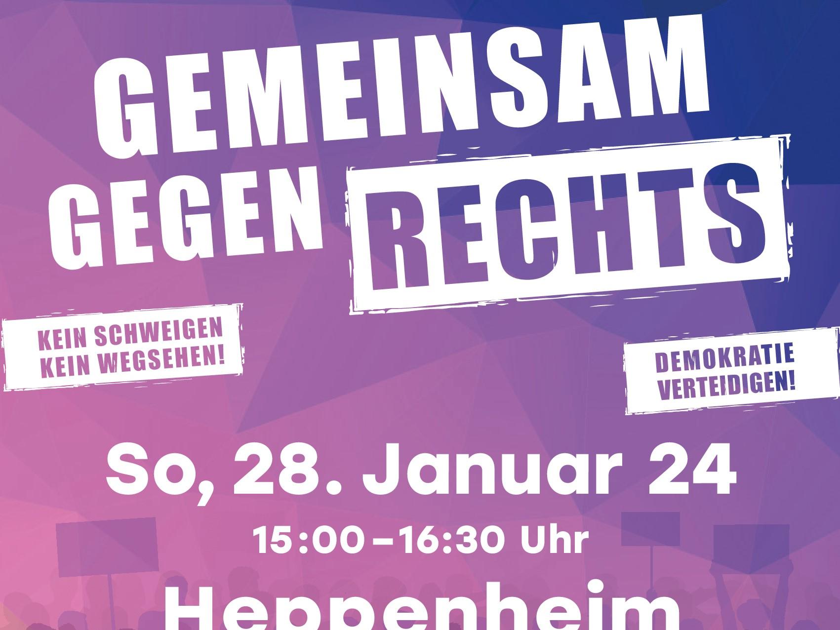 Ausschnitt aus dem Plakat zur Kundegebung gegen rechts am 28.01.2024