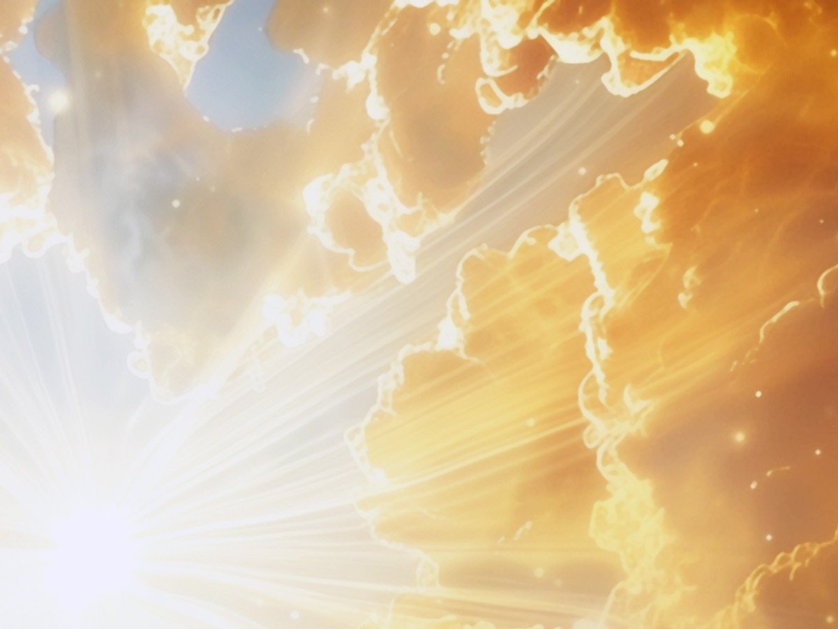 Wolken und Sonnenstrahlen als Motiv für Christi Himmelfahrt
