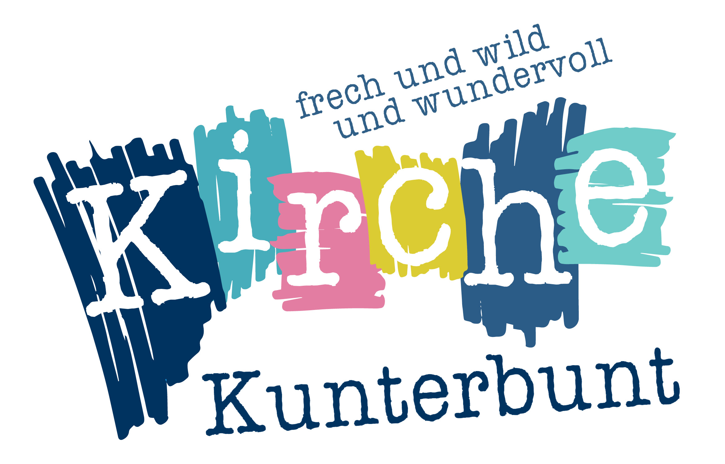Logo  mit Claim des Kirchenformats Kirche Kunterbunt für Familien