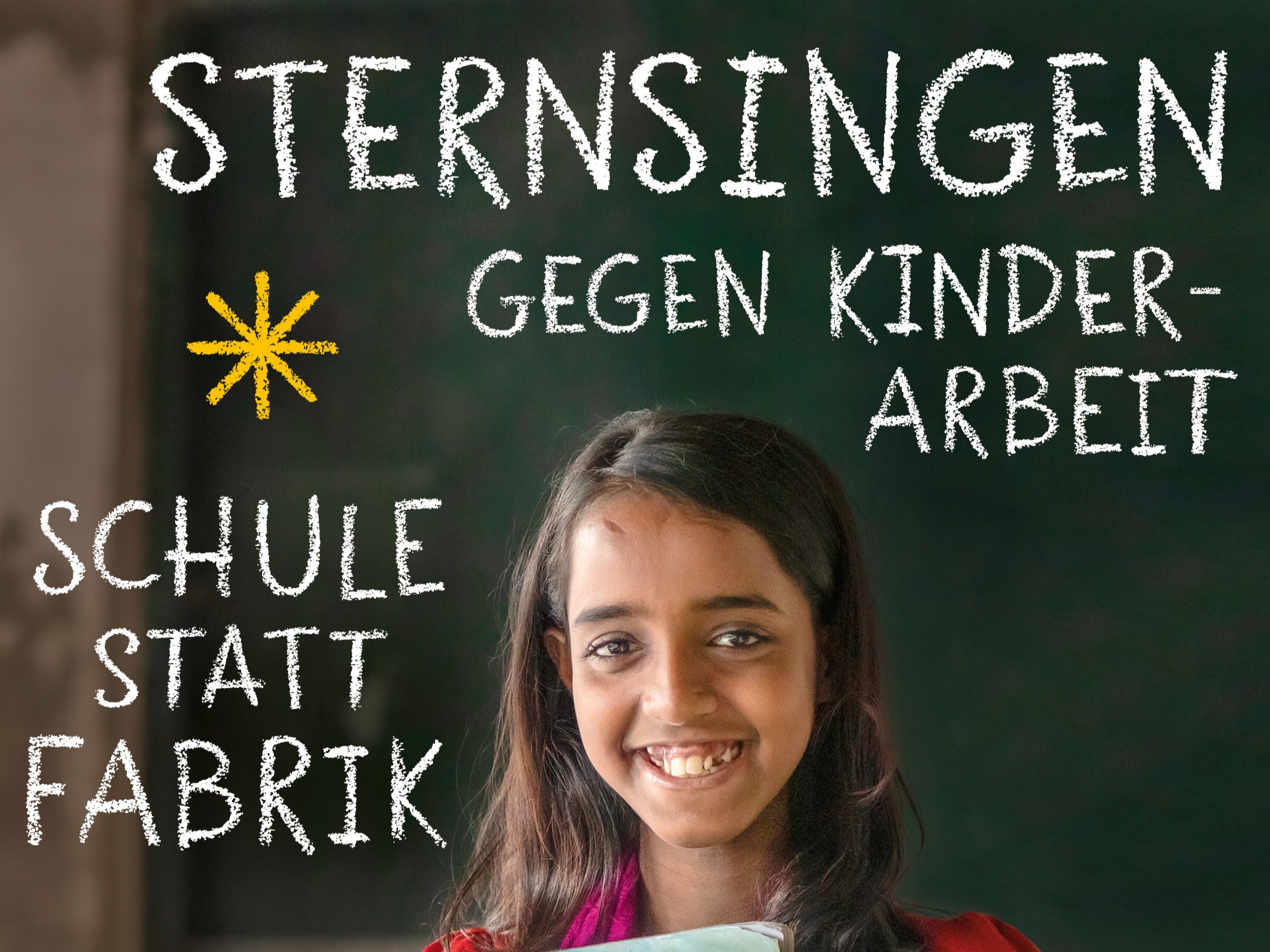Plakatmotiv: Sternsingen gegen Kinderarbeit 2026 - Schule statt Arbeit