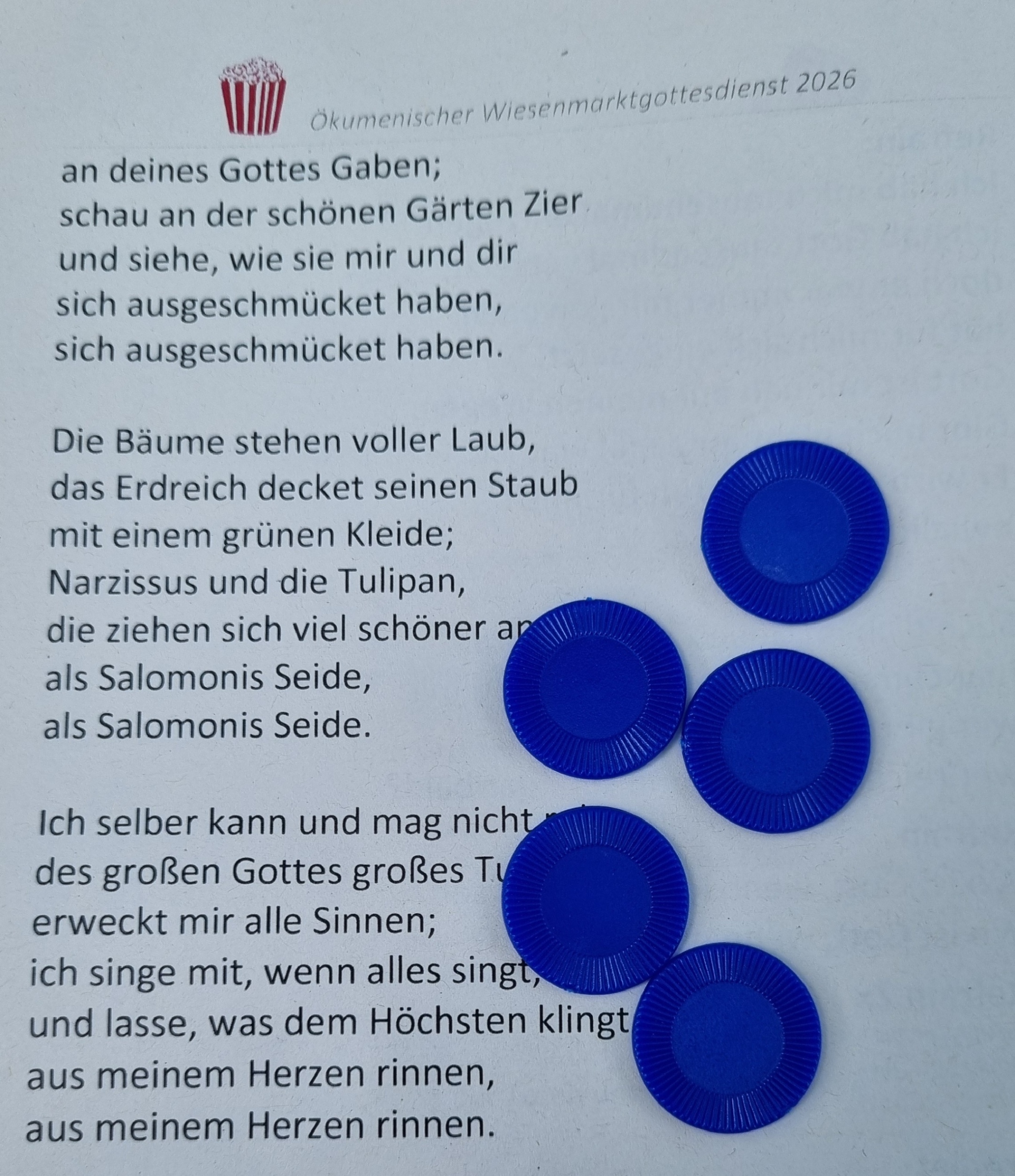Chips auf Liedblatt