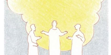 Drei Personen auf einem Berg