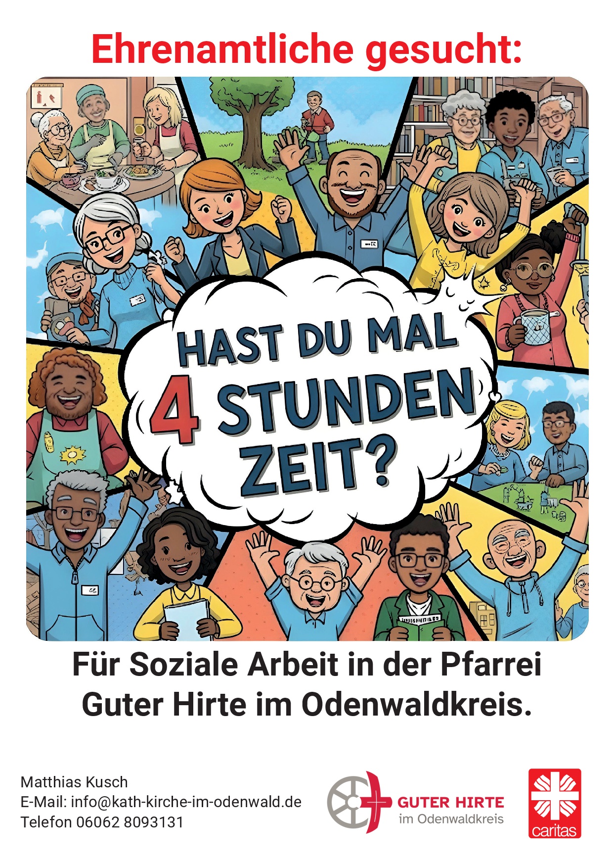 Plakat mit Sprechblase und Menschen