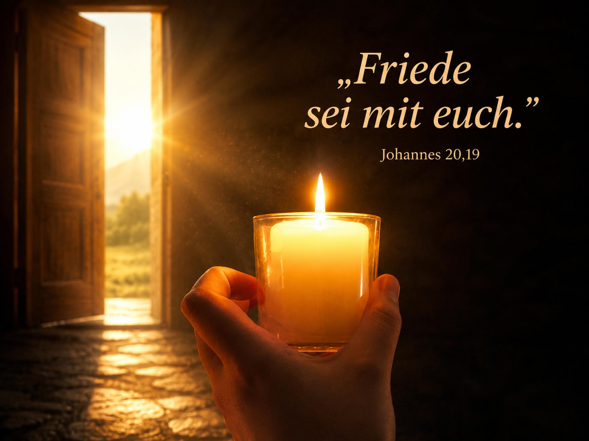 Kerze vor der offenen Tür