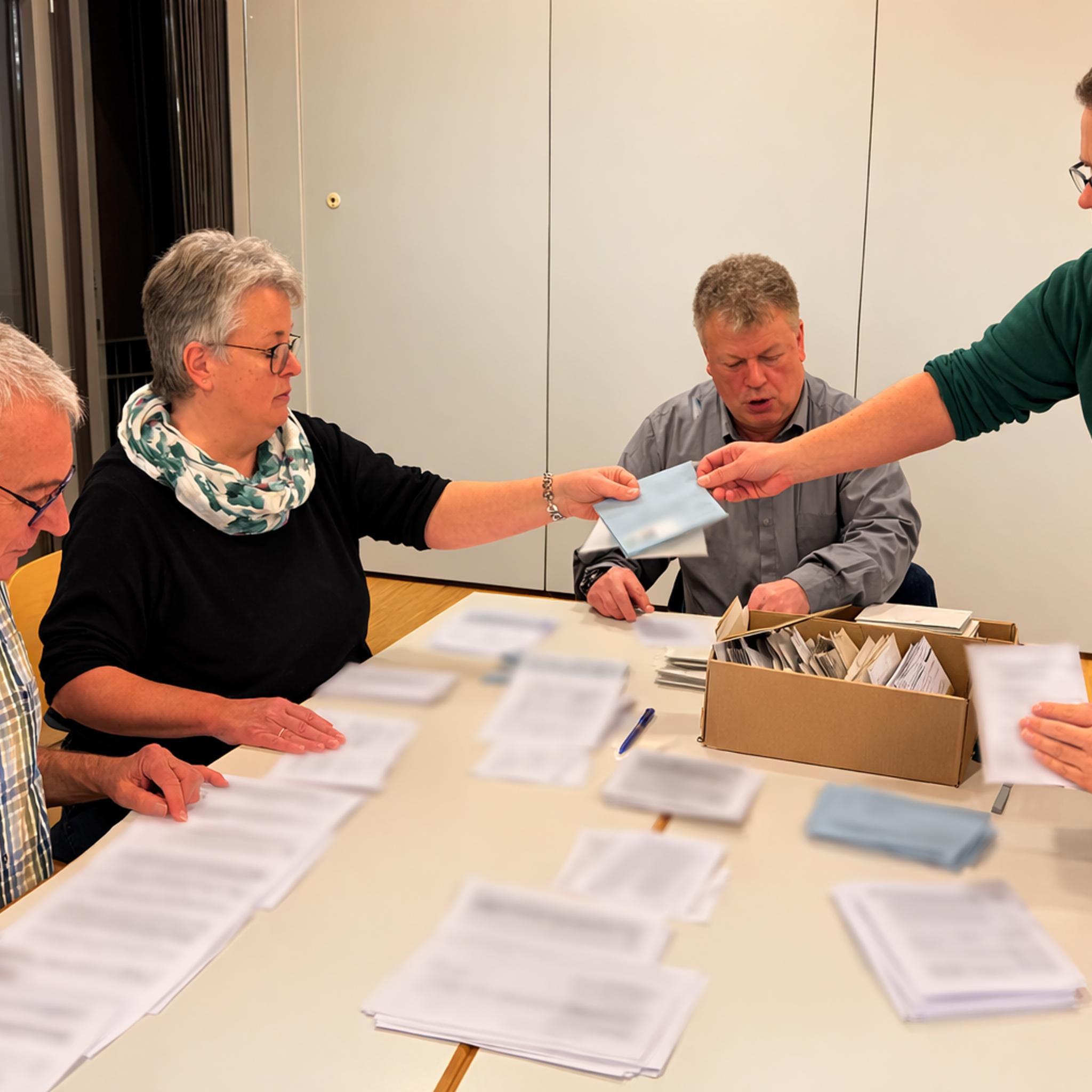 Gruppenbild mit Tisch