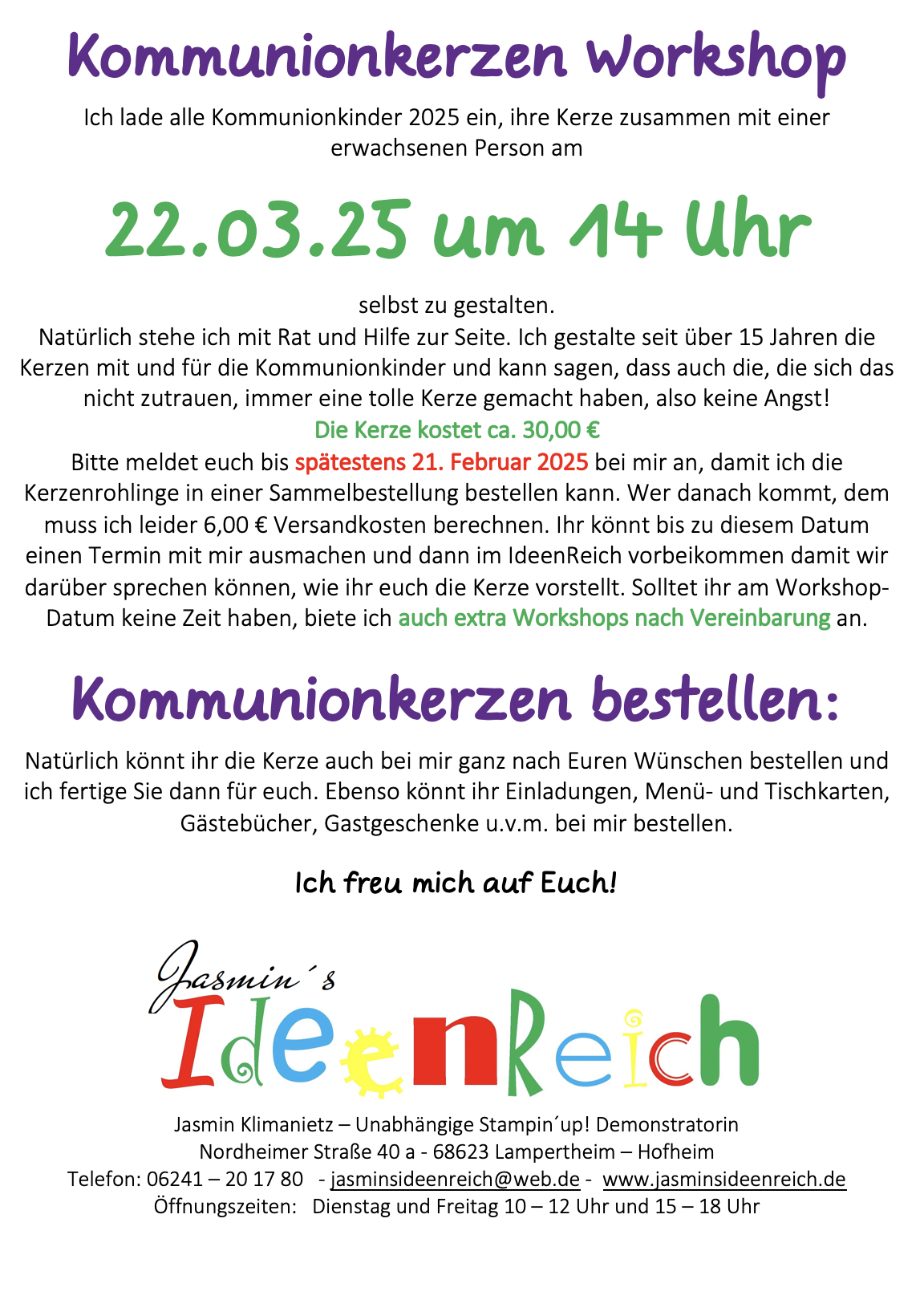 Kommunionkerzen Workshop