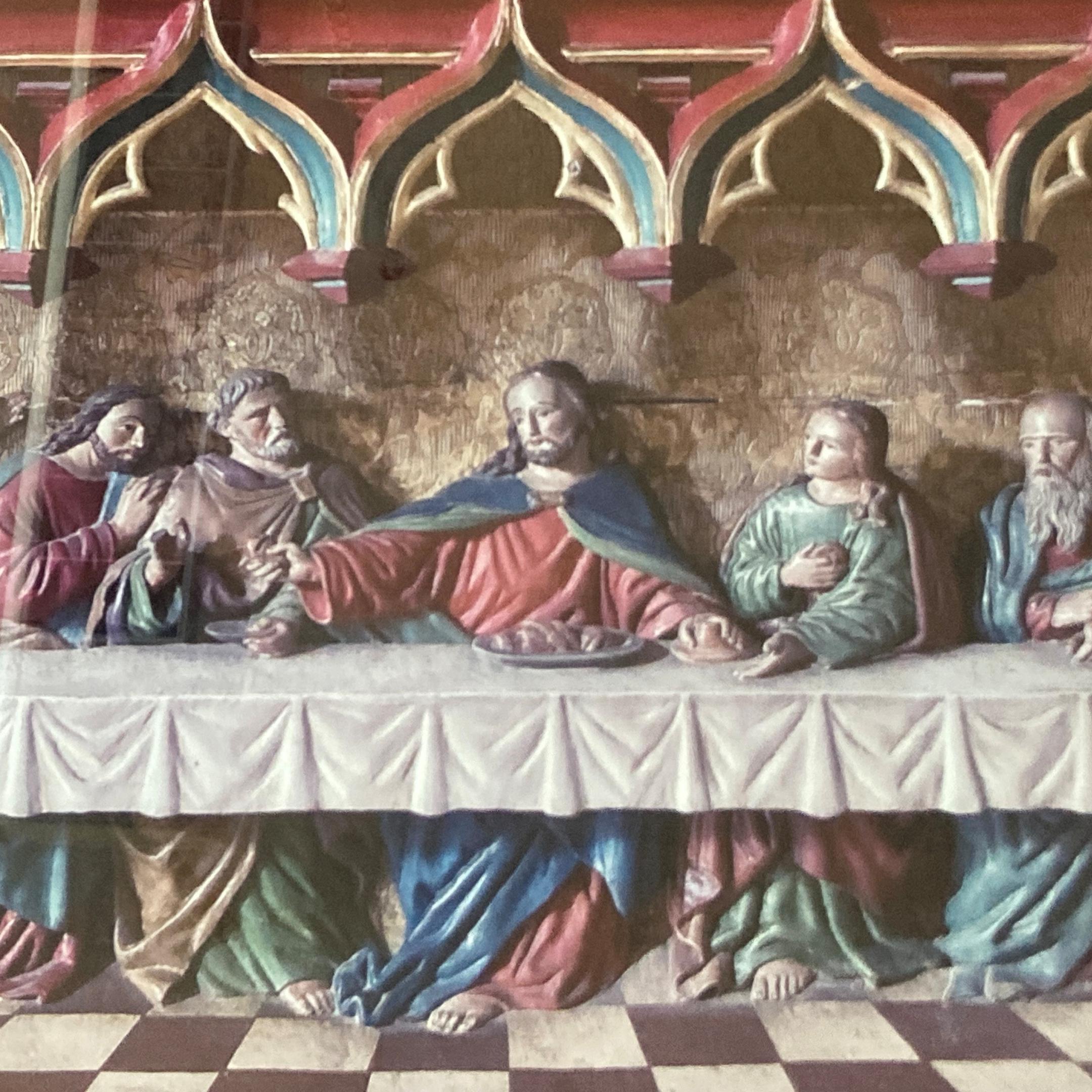 Ausschnitt aus der Abendmahlszene am Sakramentsaltar in der Apostelkirche