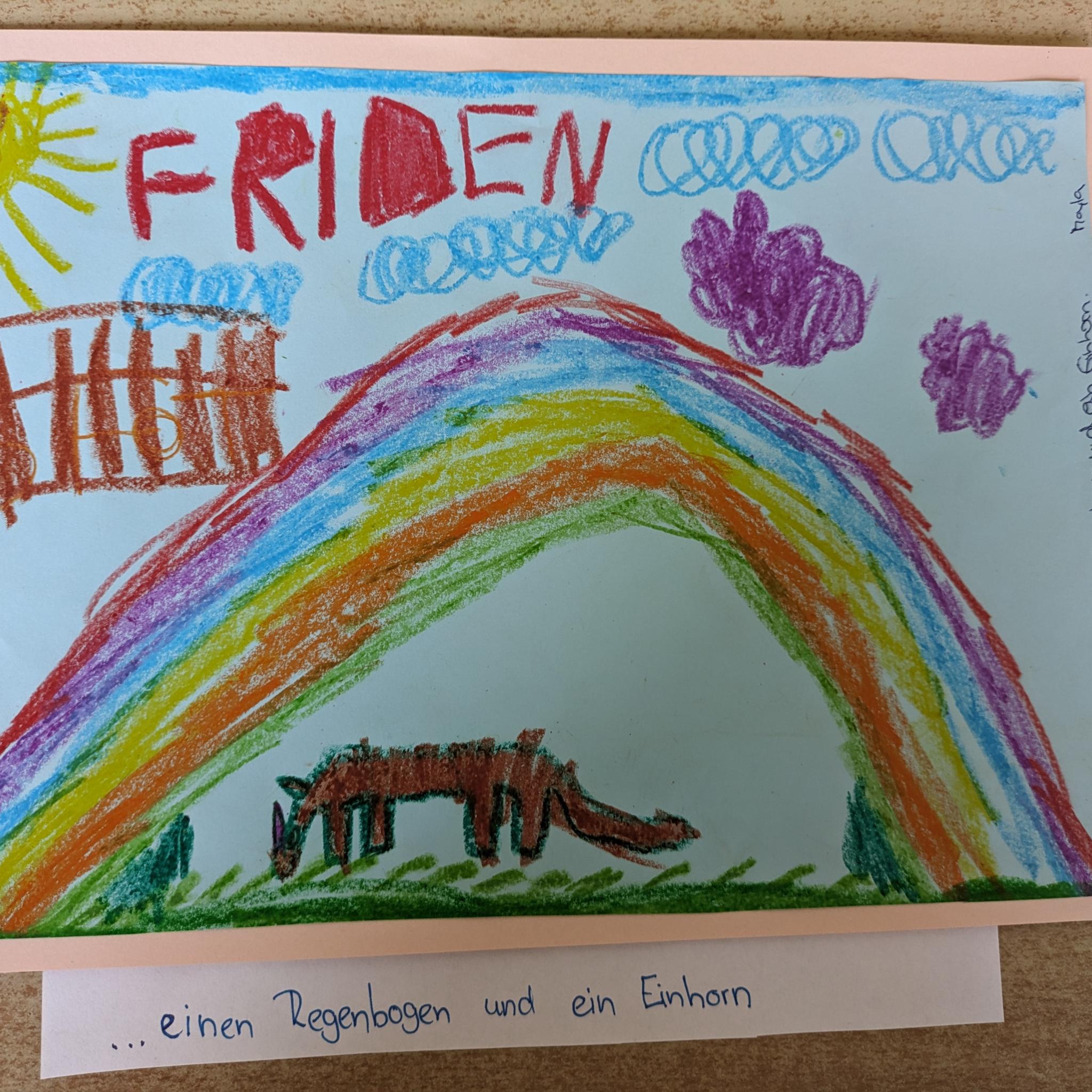 einen Regenbogen und ein Einhorn