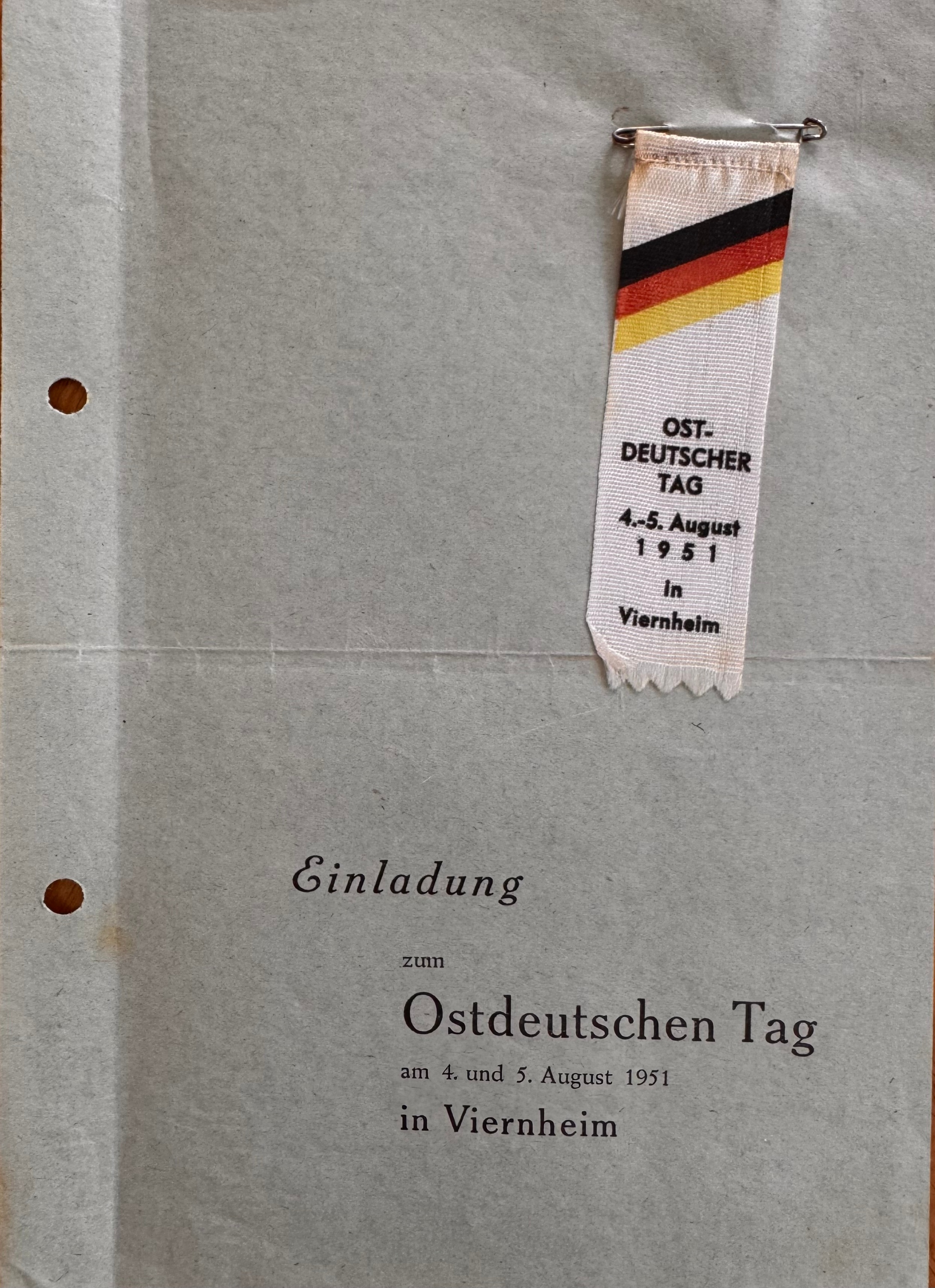 Einladung und ´Sticker´ des Ostdeutschen Tages -  Archiv Böhm