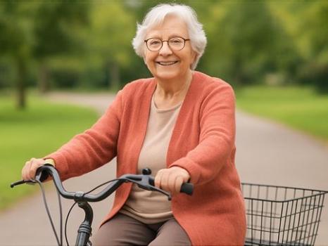 Frau auf Fahrrad