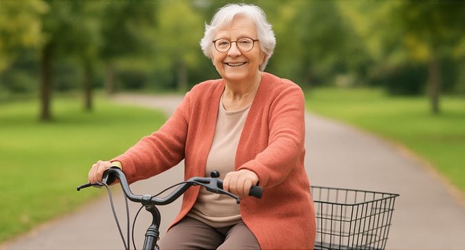 Frau auf Fahrrad