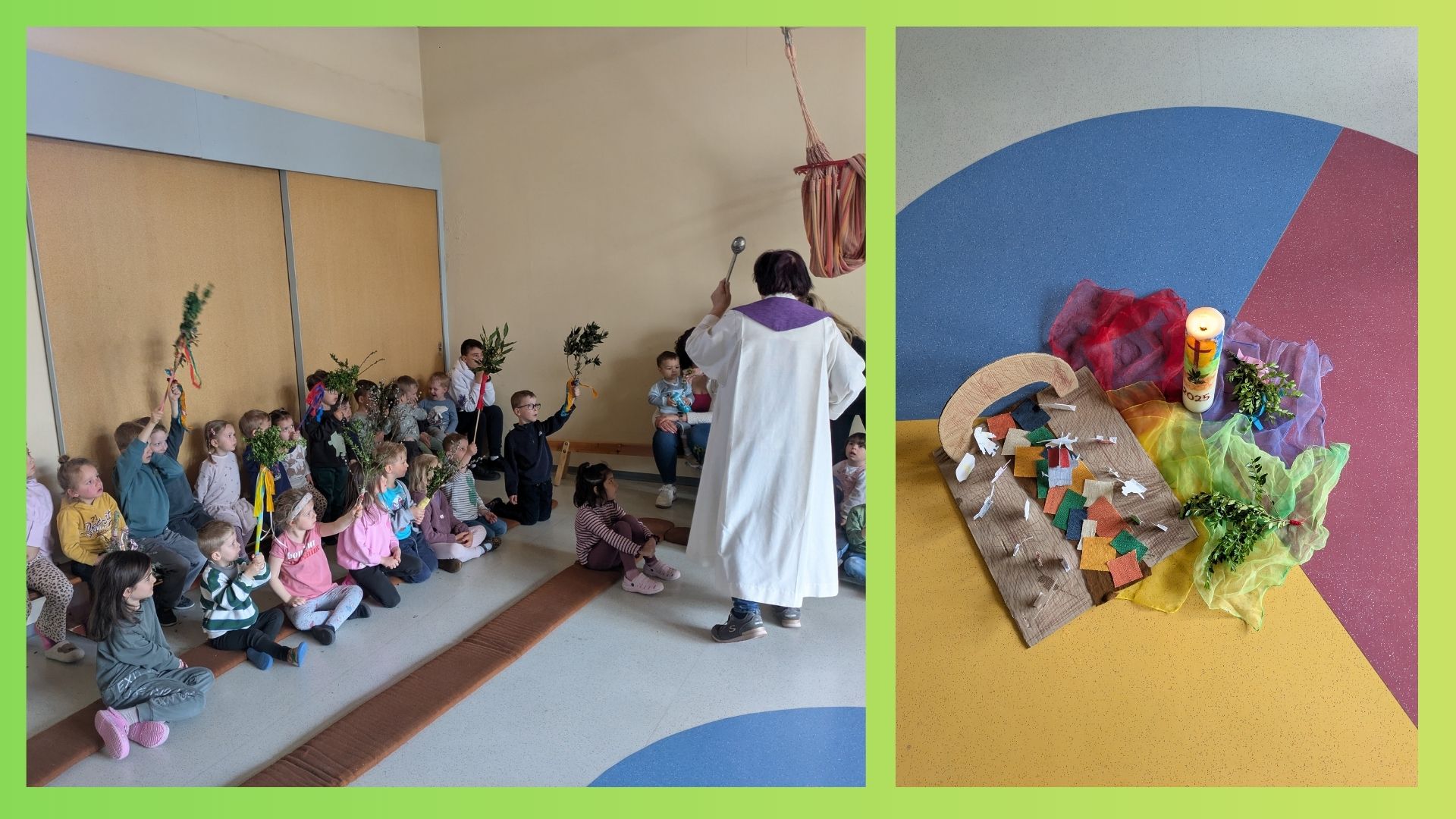 Die Palmstecken werden in der Kita gesegnet