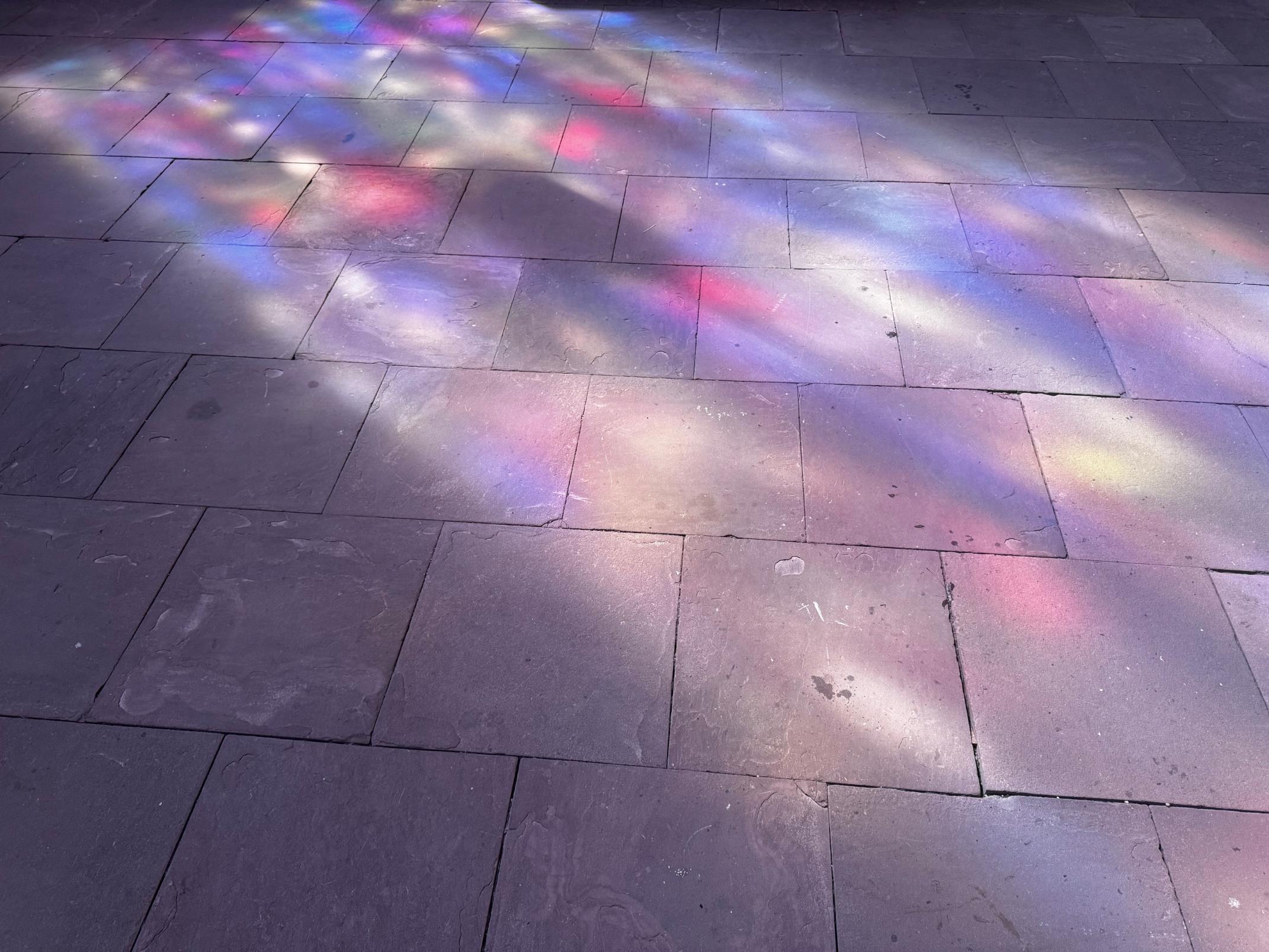 Kirchenfenster spiegeln sich in der Katharinenkirche zu Oppenheim