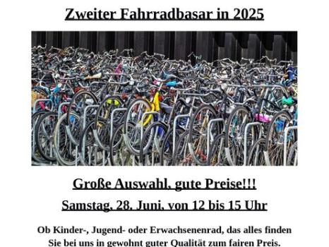 Zweiter Fahrradbasar 2025 am 28.06.2025