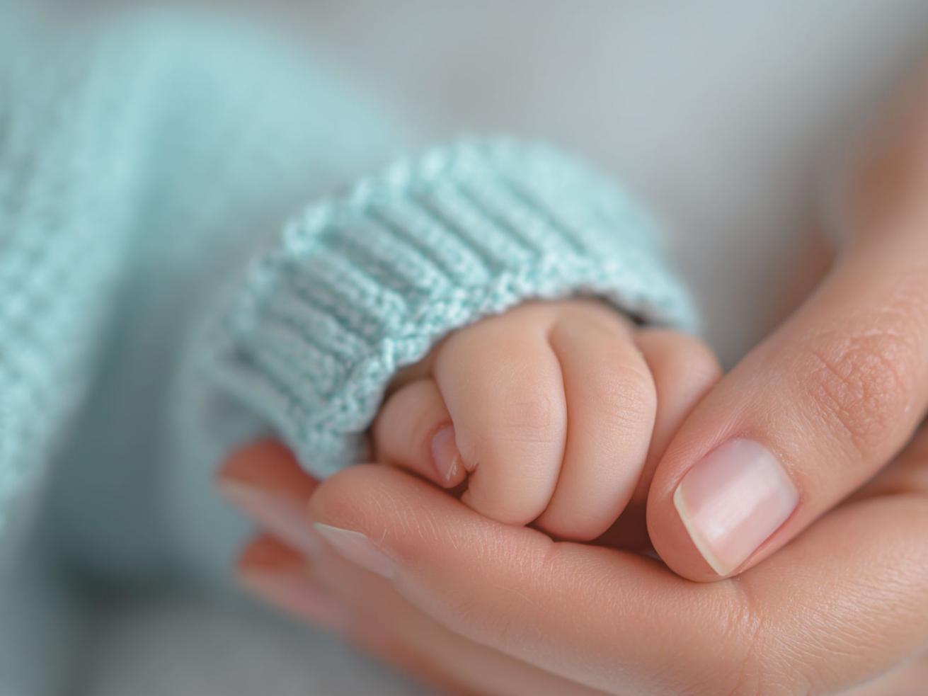 Eine kleine Hand wird von einer großen Hand gehalten