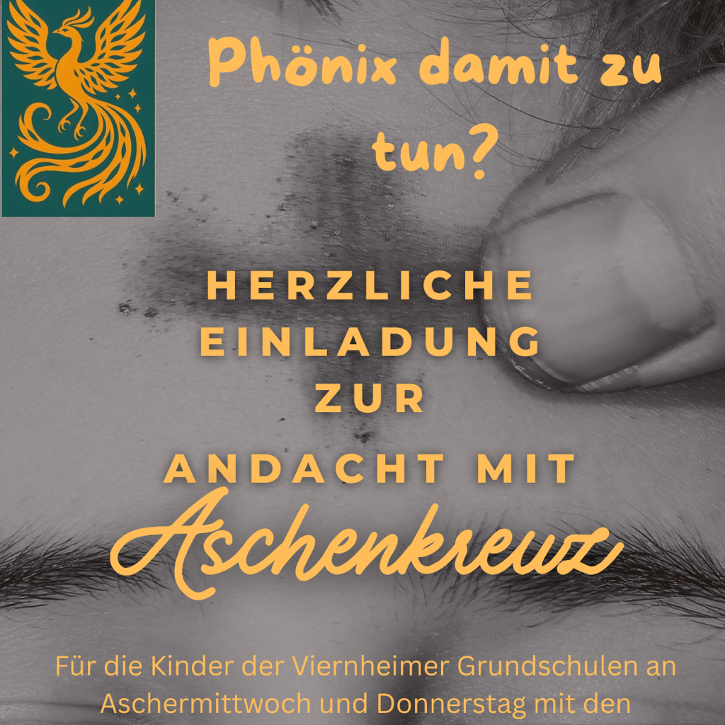 Einladung zur Andacht mit Aschenkreuz