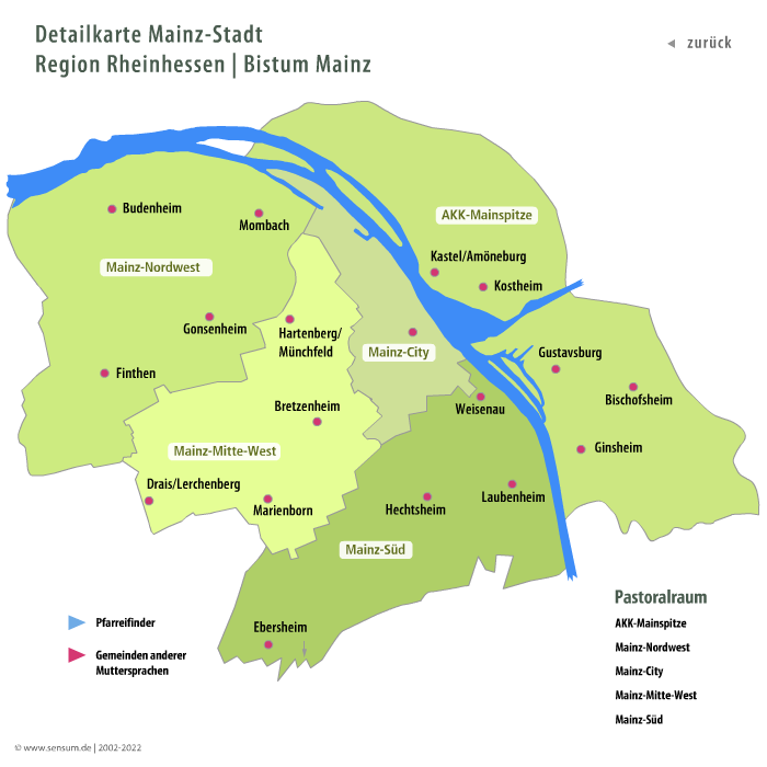 Bistumskarte Mainz und Mainspitze