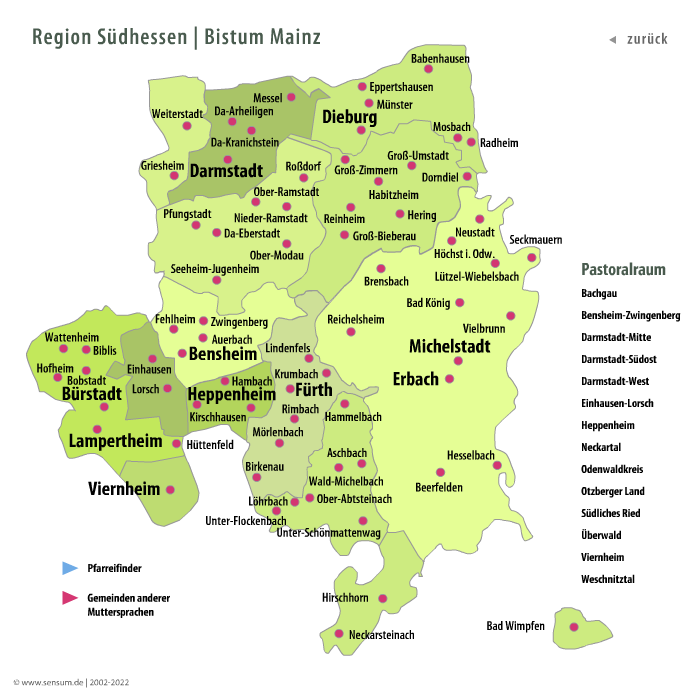 Bistumskarte Region Südhessen