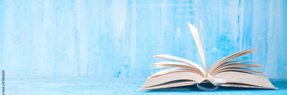 Buch aufgeschlagen blauer Hintergrund Thomas Bethge
