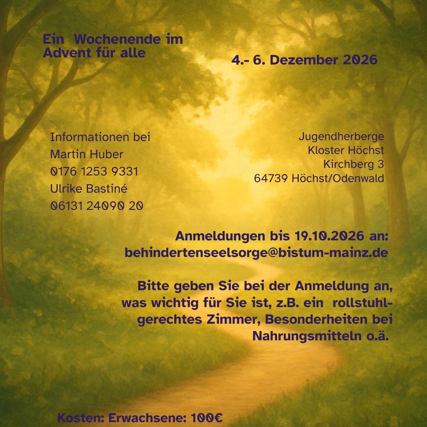 Ausschreibung Advents-WE 2026